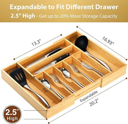 Umilife Large Expandable Kitchen Silverware Utensils Drawer Organizer, 2.5"