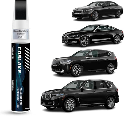 Car Touch Up Paint(Black Sapphire Metallic(475)) for BMW, Car Paint Scratch Repair Kit, Quick & Easy Solution to Repair, 2 in 1 Scratch Remover Pen with Color-Matched