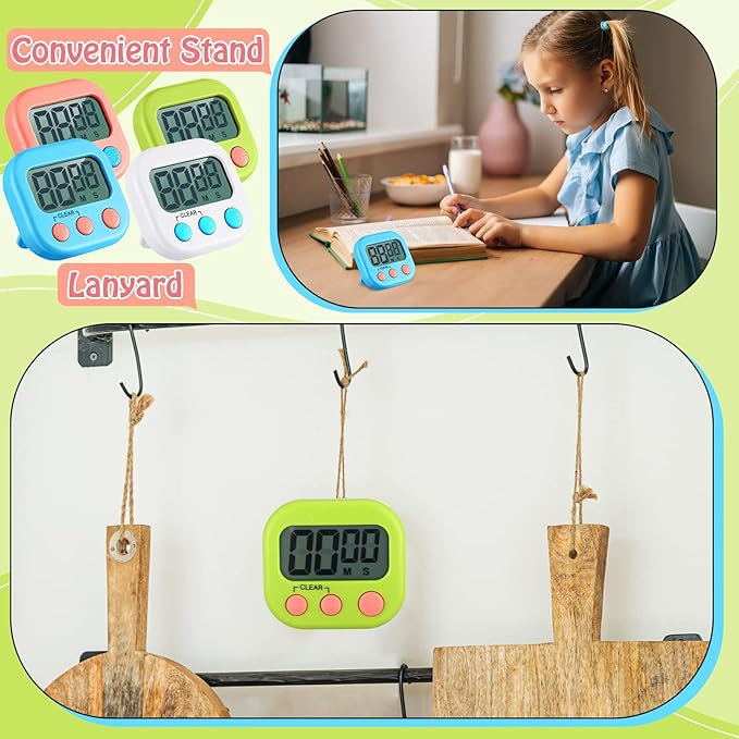 Xuhal 50 Pieces Digital Kitchen Timer Bulk, Small Magnetic Timers