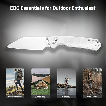 CJRB Pyrite-Light Pocket Knife for Men, 3.34'' S90V Steel Blade EDC Knife with Pocket Clip for Camping Hiking(J1945G)