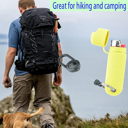 5 Pcs Waterproof Lighter Case Cover Holder for BIC Regular Lighters Sleeve Type J6 Outdoor Survival Multipurpose Seal Lighter Pouchfor Hiking and Camping (Yellow, 5)