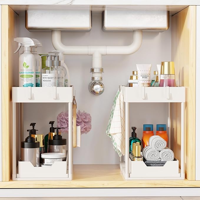Simple Trending Under Sink Organizer 2 Pack, Sink Pull-Out Sliding Storage