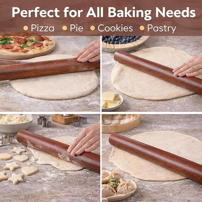 16.5 Inch French Rolling Pin, Wooden Dough Roller