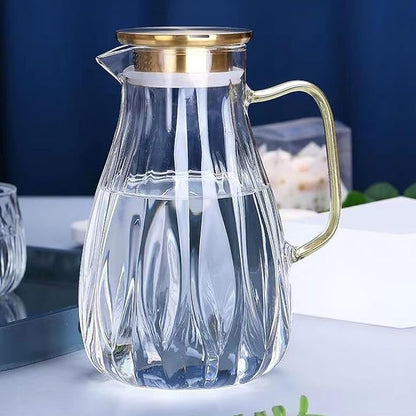 68 oz Glass Pitcher with Lid Water Pitcher with Handle and Spout Heat Resistant