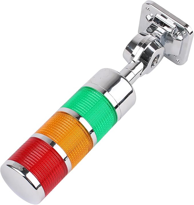 110V to 220V LED Stack Tower Lights, Industrial Warning Lights, Andon Lights, Column Signal Tower Indicator Lamp Beacon, Continuous/Flashing Light Switchable, 3 Layer (with Buzzer)