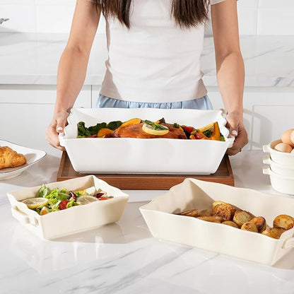Sweejar Casserole Dishes for Oven, Ceramic 9x13 Baking Dish, Wave Edge Bakeware