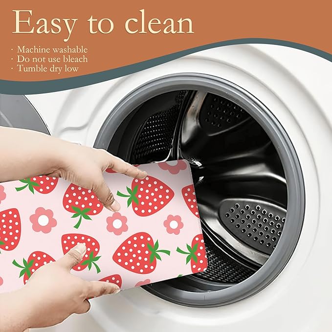 Pink Strawberry Dish Drying Rack Mat