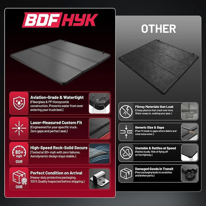 BDFHYK Hard Tri Fold Tonneau Cover for Chevy Colorado GMC Canyon 2015-2026 5.2 FT Bed, Waterproof Hard Folding Truck Bed Cover with Anti-Theft Lock, Easy Install for Camping and Work Trucks