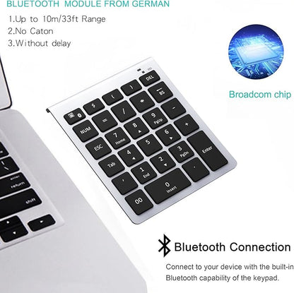 Lekvey Bluetooth Number Pad, 10 Keys Numeric Keypad Portable Wireless Bluetooth