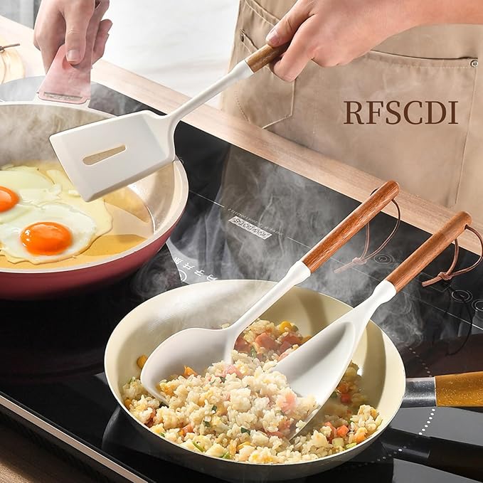 White Silicone Cooking Utensils Set, Kitchen Utensils Set 7 Pcs