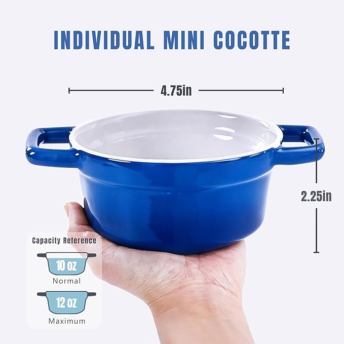 Lareina Mini Cocotte - 12oz Ceramic Casserole Dishes - Kitchen Casserole Sets -