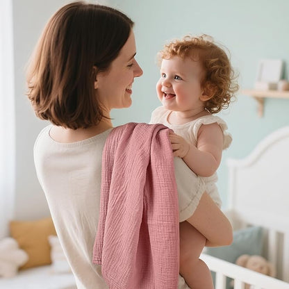 Muslin Receiving Blankets, Neutral Blanket Swaddling for Newborn Boys and Girls, 5 Pack Breathable and Skin-Friendly Swaddle Wrap for Infant Baby (Sweet Colors)