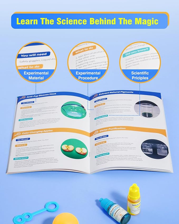 80+ Science Experiment Kit for Kids Ages 5-6-7-8, Birthday Gift Ideas for 4+ Year Old Kid, STEM Learning & Educational Toys, First Science Kit for Boys Girl