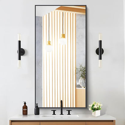 Black Bathroom Mirror for Wall, 24x48 Inch Rectangle Mirrors