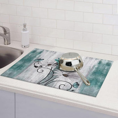 Floral Dish Drying Mat 18x24 Inches
