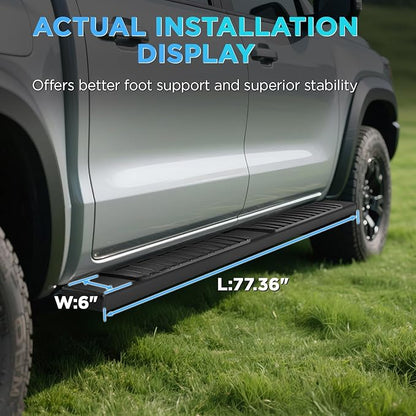 PZ 6 inch Black Aluminum Alloy Running Boards Compatible with 2015-2024 Ford F-150,2017-2024 Ford F250 F350 F450 F550 Super Cab Side Step Nerf Bars