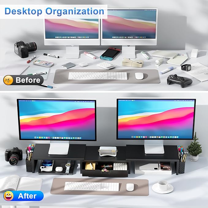 gianotter Dual Monitor Stand Riser, Desk Organizer