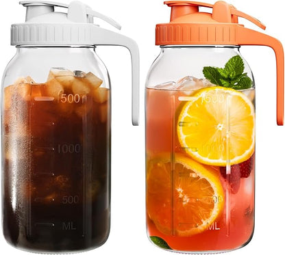 2 Pack Glass Mason Jar Pitcher