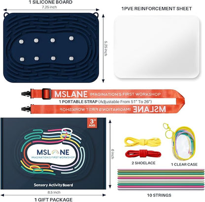 Sensory Activity Board: Silicone Fidget Toy | Shoe Tying Practice & Portable Travel Strap | Silence Stress Relief for ADHD & Autism | Anxiety Calming | Kids 3+ & Adults Ready Packaging