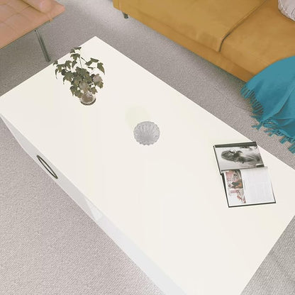 Leather Table Cover,1.8mm Thick,24x48 Inch Table Protector,Glass Table Protector,Table Sticker Cover,Desk Covers On Top of Desks.(White+White,24x48)