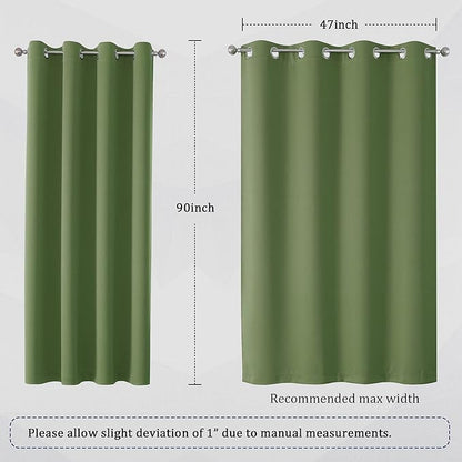 DUALIFE Sage Green Boho Blackout Curtains 90 Inches Long