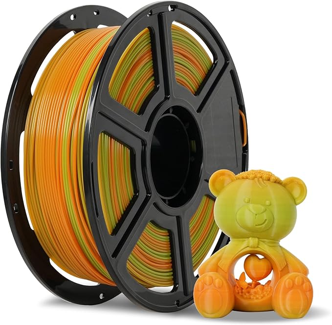 FLASHFORGE PLA Filament 1.75mm +/- 0.02mm Orange to Green Gradient, Smooth Color-Changing 3D Printer Filament 1kg (2.2lbs) Spool, 3D Printing Filament Easy to Use and Fits for Most FDM 3D Printers