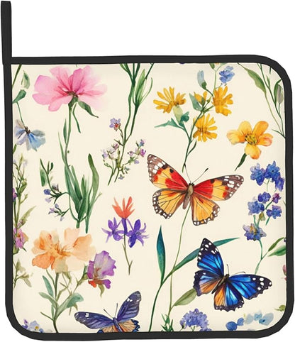 Vintage Floral Oven Mitts and Pot Holders Spring Summer Kitchen Accessories Set