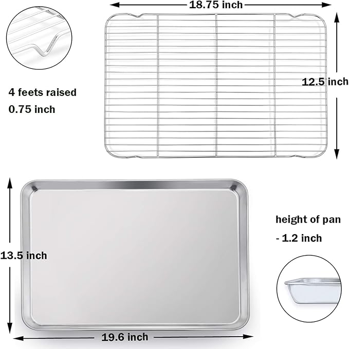 P&P CHEF 19.6 Inch Stainless Steel Baking Sheet
