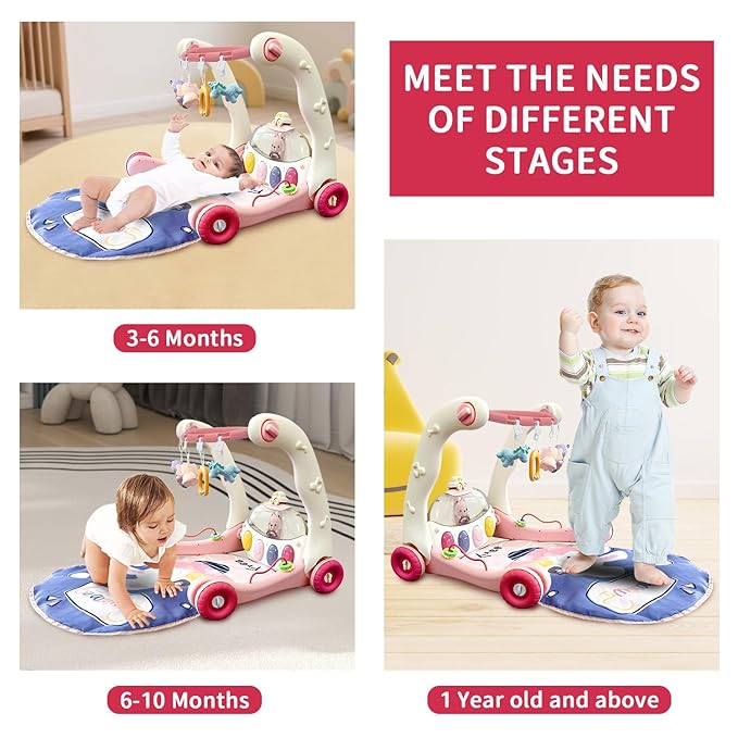 Baby Gym Play Mat 2-in-1 Baby Activity Center Playing Mat Tummy Time Mat Toddler Play Mat for Newborn to Toddler