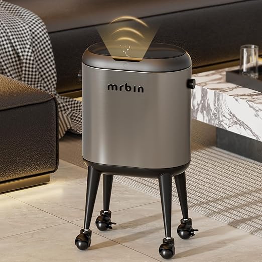 MRBIN Stainless Steel Slim Bathroom Motion Sensor Trash Can