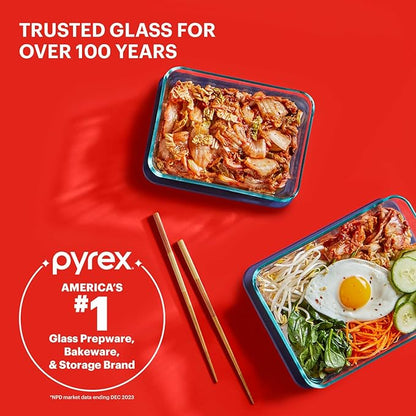 Pyrex Simply Store (7-Pack) Glass Food Storage Containers Set, (1, 2, 4 & 7 Cup) Meal Prep Containers With BPA-Free Lids, Dishwasher & Microwave Safe