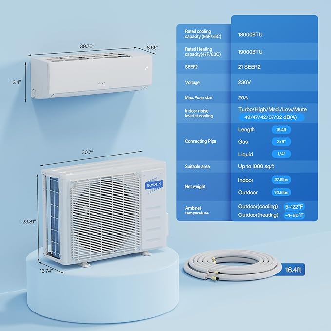 ROVSUN 18000 BTU Wifi Enabled Mini Split Air Conditioner & Heater