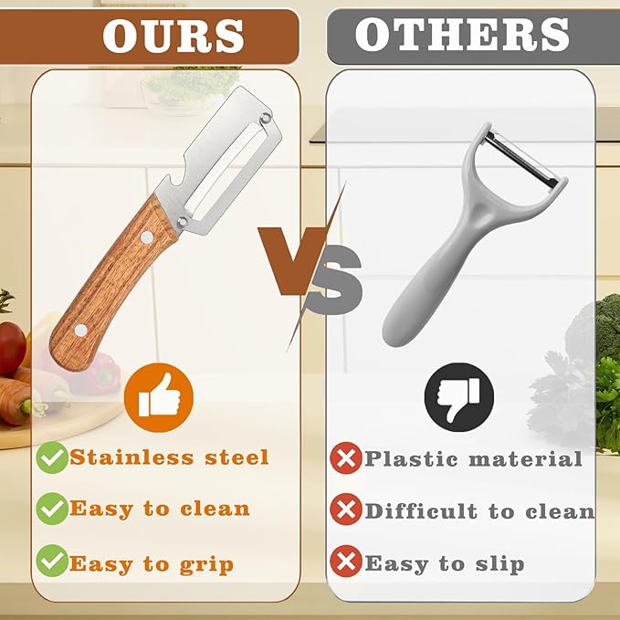 2 Pcs Multifunctional Vegetable Peeler, Stainless Steel Blade Peeler