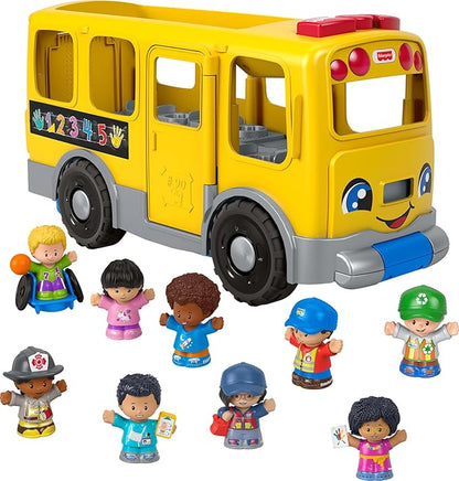 Fisher-Price Little People Toddler Toy Big Yellow School Bus & Community Heroes Set, Musical Pull-Along Vehicle & Figures for Kids Ages 1+ Years (Amazon Exclusive)