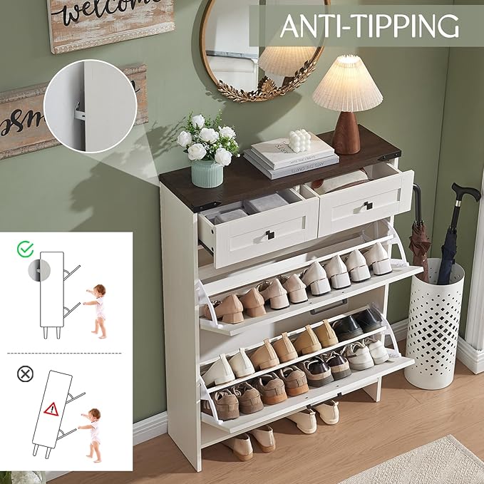 Shoe Storage Cabinet, Farmhouse Shoe Organizer
