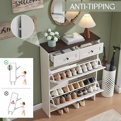 Shoe Storage Cabinet, Farmhouse Shoe Organizer