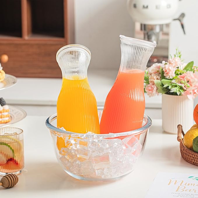 INSETLAN 1 Liter Ribbed Glass Carafe
