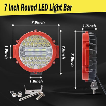 7 Inch Round LED Offroad Light Bar 201W 15000LM Off Road Driving Work Light Pod Flood Beam Pod Lights with Wiring Harness for Pickup Trucks SUV ATV UTV Tractor, 8PCS