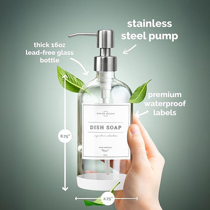 Vine Creations Clear Glass Soap Dispenser, 2 Pack Kitchen Soap Dispenser Set
