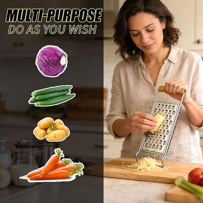 2 Pack Cheese Grater Handheld, Stainless Steel Zester Set of 2, Kitchen Flat