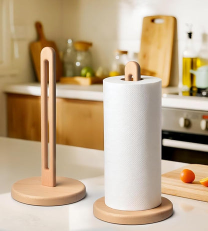 KitchLife Wooden Paper Towel Holder Countertop, 6.5" Jumbo Base, Fits Jumbo