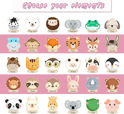 Custom Name Puzzle for Kids Personalized Wooden Animal Puzzles for Toddlers 1-3 Engraved Text on Back, Personalized Baby Gifts Educational Toys for 1 Year Old Girl Gifts for Birthday Baptism