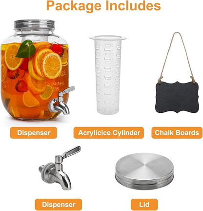 2 Gallon Glass Beverage Dispenser