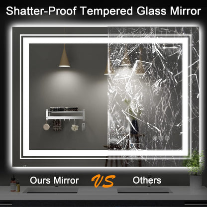 Snowdool 23x35 LED Bathroom Mirror with Front and Backlight, Dimmable Lighted Bathroom Vanity Mirror with Anti-Fog, Memory Function,Tempered Glass(Horizontal/Vertical) | Front and Backlit, Dimmable, Anti-Fog, Tempered Glass