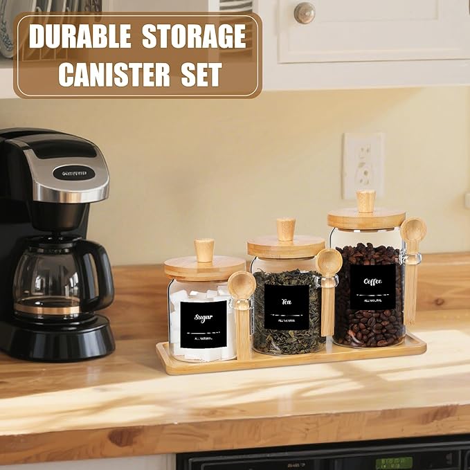 Suclain 3 Pcs Glass Coffee Container