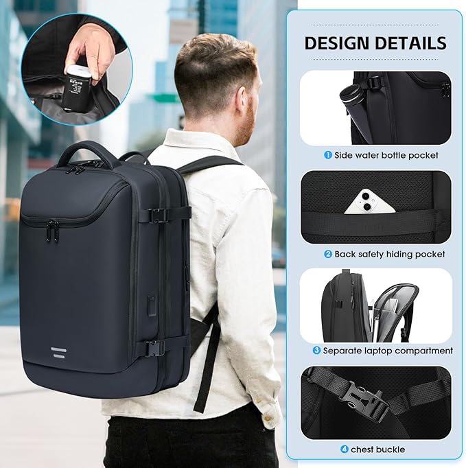 Vacuum Backpack Travel with Pump, 40L Expandable Carry on Compression Backpack