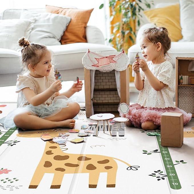 Baby Play Mat - 79" x 71" Extra Large, Foldable, Waterproof, Reversible for Indoor & Outdoor
