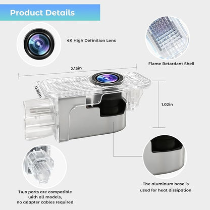 Car Door Light Logo Projector, Upgraded 4K HD LED Lights Compatible with A1/A3/A4/A5/A6/A7/A8/Q3/Q5/Q7/Q8/R8/TT Series Car Accessories (AU-DII-RED TEXT-4PC)