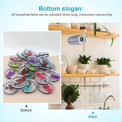 Tumbler Lid Organizer for Corner Cabinets, Space-Saving Cup Holder, Water