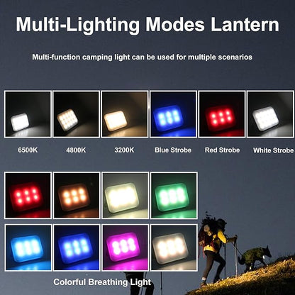 Tent Lights for Camping, Rechargeable Camping Lights for Tent, Camping Tent Light with 8 Brightness Modes for Power Outages, Emergency, Tent, Outdoor (White)